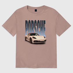 Футболка оверсайз женская Porsche 911 Turbo винтажный немецкий автомобиль, цвет: пыльно-розовый