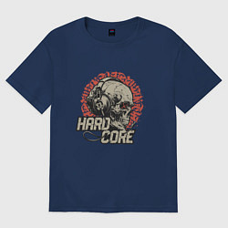 Футболка оверсайз женская Хардкор музыка, цвет: тёмно-синий