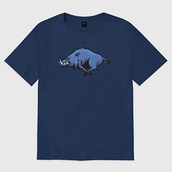 Женская футболка оверсайз Синий кабан