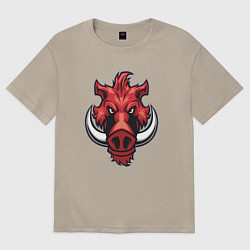 Женская футболка оверсайз Красный кабанчик