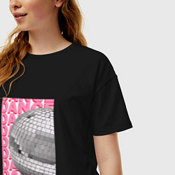 Футболка оверсайз женская Ретро диско шар dance, цвет: черный — фото 2
