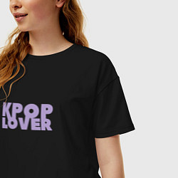 Футболка оверсайз женская Kpop lover любовь к музыке, цвет: черный — фото 2