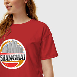 Футболка оверсайз женская Шанхай Китай, цвет: красный — фото 2