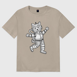 Футболка оверсайз женская Пёсик астронавт, цвет: миндальный