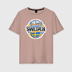 Футболка оверсайз женская Sweden, цвет: пыльно-розовый