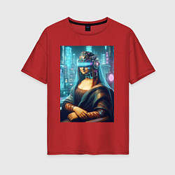 Женская футболка оверсайз Gioconda - cyberpunk ai art fantasy