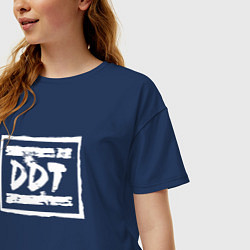 Футболка оверсайз женская ДДТ - рок группа, цвет: тёмно-синий — фото 2