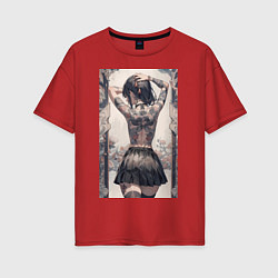 Женская футболка оверсайз Татуированная спина девушки