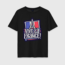 Футболка оверсайз женская Viva la France, цвет: черный