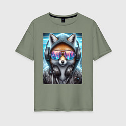 Женская футболка оверсайз Urban fox - ai art
