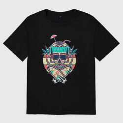 Футболка оверсайз женская Skull and surf, цвет: черный