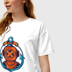 Футболка оверсайз женская Ретро моряк аквалангист, цвет: белый — фото 2