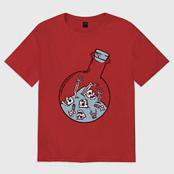 Женская футболка оверсайз Скелеты в колбе