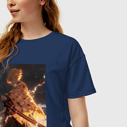 Футболка оверсайз женская Клинок, рассекающий демонов Дзэнъицу Агацума молни, цвет: тёмно-синий — фото 2