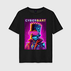 Женская футболка оверсайз Cyber Bart - neon glow ai art fantasy