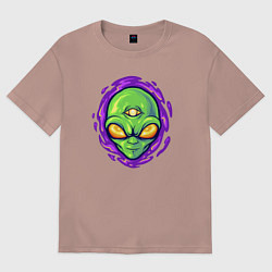 Футболка оверсайз женская Трёхглазый пришелец, цвет: пыльно-розовый