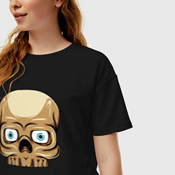 Футболка оверсайз женская Удивлённый черепок, цвет: черный — фото 2