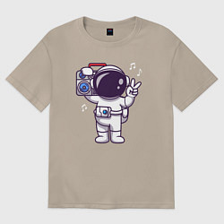 Женская футболка оверсайз Космонавт с бумбоксом