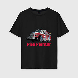 Футболка оверсайз женская Fire fighter, цвет: черный