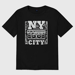 Футболка оверсайз женская New York city music, цвет: черный