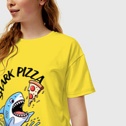 Футболка оверсайз женская Shark pizza - ai art fantasy, цвет: желтый — фото 2