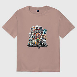 Женская футболка оверсайз Стикеры со скелетами