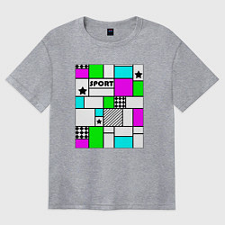 Женская футболка оверсайз Спортивный абстрактный яркий летний