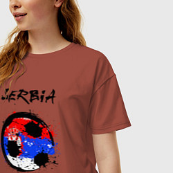 Футболка оверсайз женская Сборная - Сербия, цвет: кирпичный — фото 2