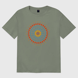 Футболка оверсайз женская Цветочно-кружевная мандала, цвет: авокадо