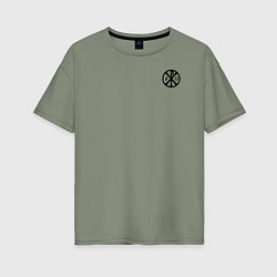 Футболка оверсайз женская Хризма черная на груди, цвет: авокадо