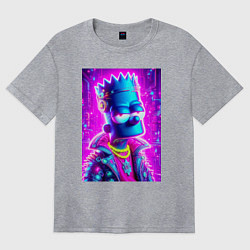 Футболка оверсайз женская Кибер Барт цвета ультрамарин - нейросеть, цвет: меланж