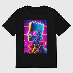 Женская футболка оверсайз Биоробот Барт - неоновое свечение