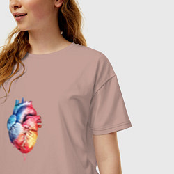 Футболка оверсайз женская Краски сердца, цвет: пыльно-розовый — фото 2