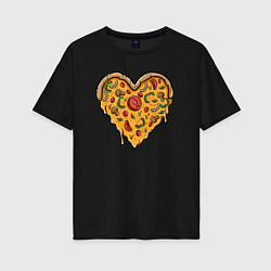 Женская футболка оверсайз Pizza heart