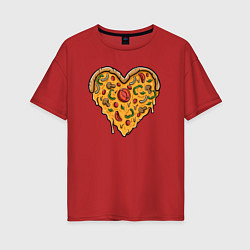 Футболка оверсайз женская Pizza heart, цвет: красный