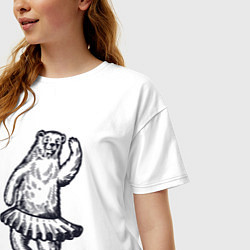 Футболка оверсайз женская Мишка балерина, цвет: белый — фото 2