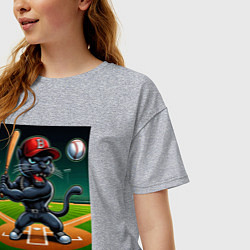 Футболка оверсайз женская Пантера - баттер бейсбольной команды, цвет: меланж — фото 2