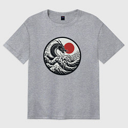 Женская футболка оверсайз Дракон в японском ретро стиле