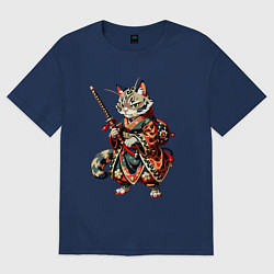 Женская футболка оверсайз Кот ниндзя - японский воин