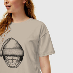 Футболка оверсайз женская Змея новогодняя, цвет: миндальный — фото 2