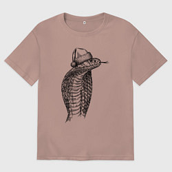 Женская футболка оверсайз Кобра новогодняя