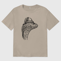 Женская футболка оверсайз Новогодняя кобра