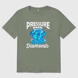 Женская футболка оверсайз Pressure makes diamonds