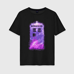 Футболка оверсайз женская Violet tardis, цвет: черный