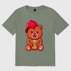 Женская футболка оверсайз Мишка рэпер