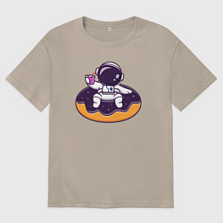 Женская футболка оверсайз Космонавт и пончик