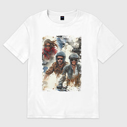 Женская футболка оверсайз Мотокросс -акварель