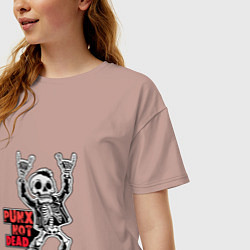 Футболка оверсайз женская Череп с козой punks not dead, цвет: пыльно-розовый — фото 2