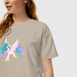 Футболка оверсайз женская Принцесса Селестия из My Little Pony в кино, цвет: миндальный — фото 2