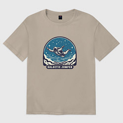 Женская футболка оверсайз Прыжок с парашютом из космоса ретро винтаж